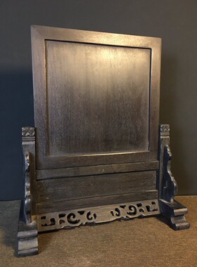 古玩老物件紫檀木镶嵌贝壳玉石屏风摆件家居客厅桌面装饰品收藏品