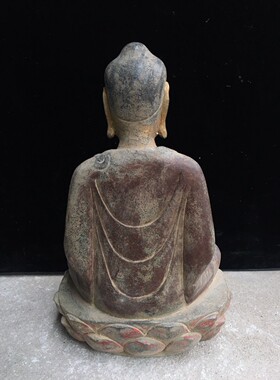 仿古石雕人物饰品做旧释迦牟尼佛像面容祥和彩绘观音复古装饰摆件