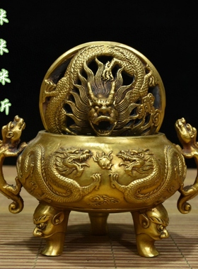 黄铜鎏金香薰炉仿古铜器盘香熏香炉家居佛堂装饰品桌面工艺品摆件