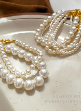 小香赫本风正圆珍珠手链