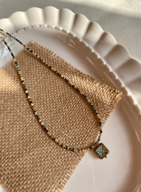 暖意 简约风项链 原创设计捷克琉璃项链一只童手作