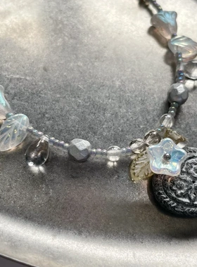 小众手作复古爱心项链捷克琉璃