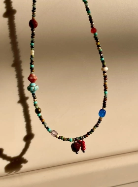 西域 原创设计简约个性款糖葫芦 国风项链捷克琉璃项链