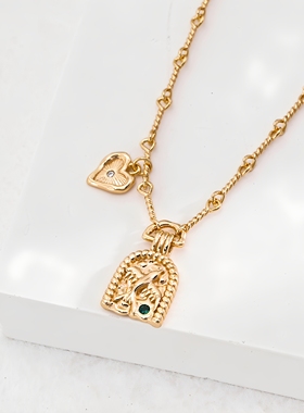 S925银镀18K金法式小众复古轻奢精品锁骨链新款不掉色项链女