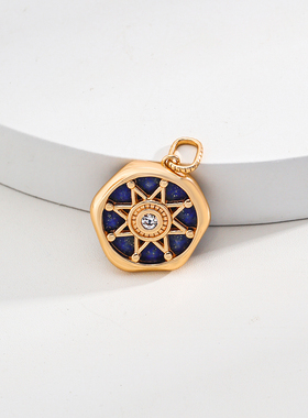 S925银镀18K金2025新款天然青金石轻奢小众项链精品时尚吊坠礼物