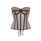 Sexy apricot contrast mesh fishbone bracelet corset