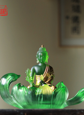 贴金工艺琉璃佛像莲花