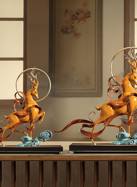 朱炳仁铜X敦煌美术研究所鹿王天尊铜鹿摆件客厅卧室装饰明星同款