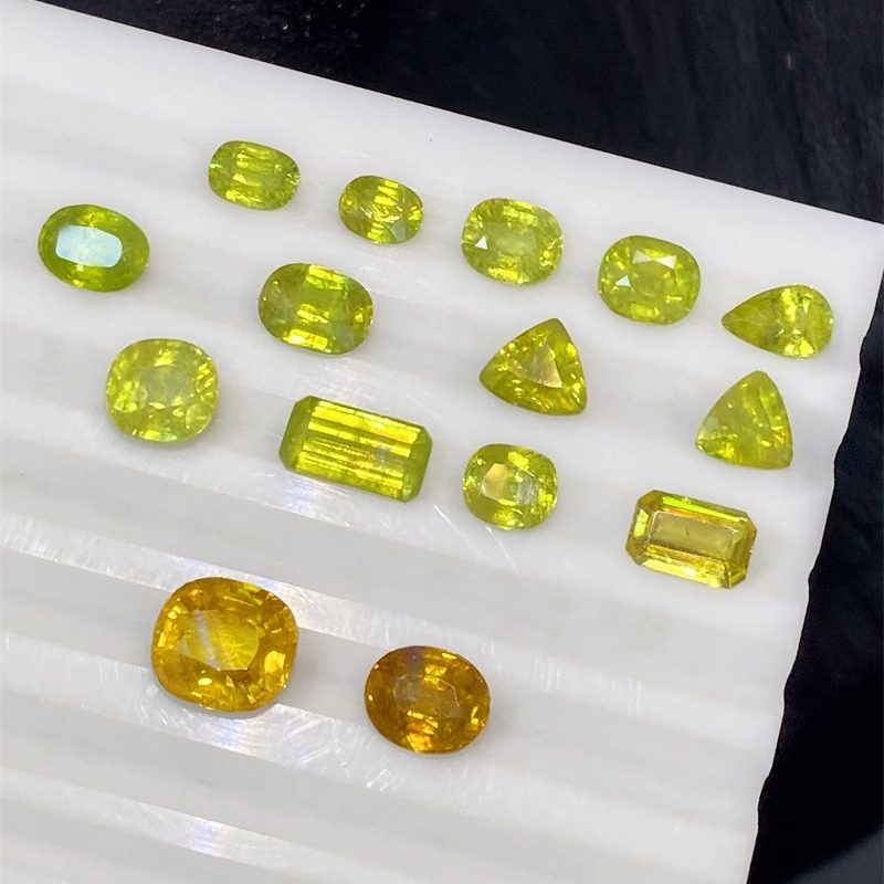 XS2天然榍石彩色宝石精切刻面18K金镶嵌戒指耳环手链吊坠新品现货,淘宝优惠券,粉丝福利购,淘宝优惠卷