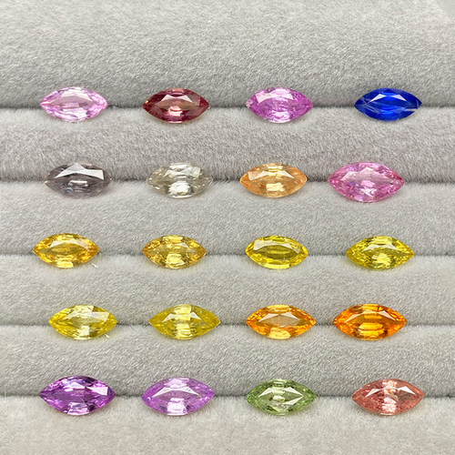 CB2天然彩色蓝宝石马眼形裸石18k金镶嵌时尚戒指吊坠耳钉手链新品 - 图1