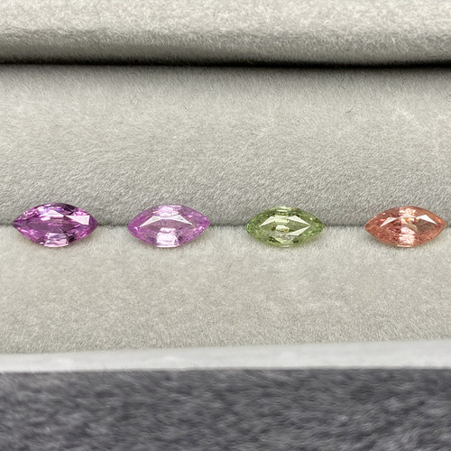 CB2天然彩色蓝宝石马眼形裸石18k金镶嵌时尚戒指吊坠耳钉手链新品 - 图2