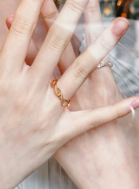 OSEWAYA日系双螺旋情侣指环