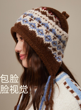 Cacuss冬季韩版费尔岛护耳帽子