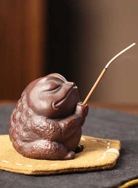 紫砂金蟾茶桌高级感手作小摆件