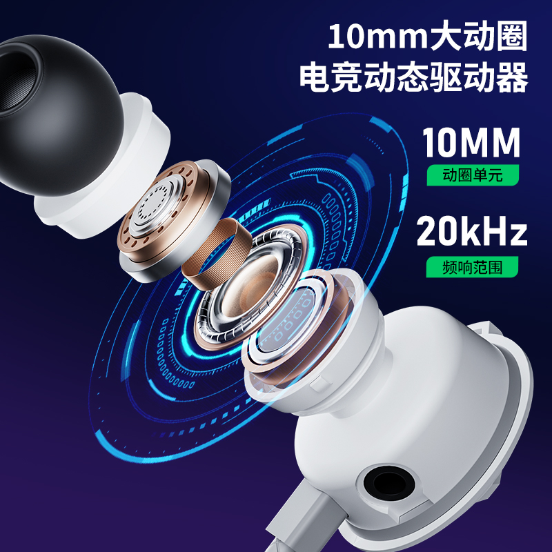 浦记RX3Pro 游戏耳机有线入耳式圆孔typec口电竞吃鸡带麦听声辩位 - 图2