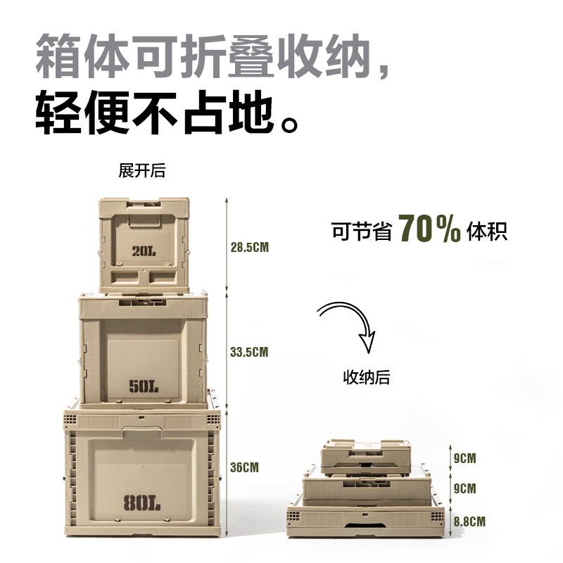 牧高笛精致露营折叠收纳箱便携轻量户外森系杂物收纳塑料箱睿纳-图1