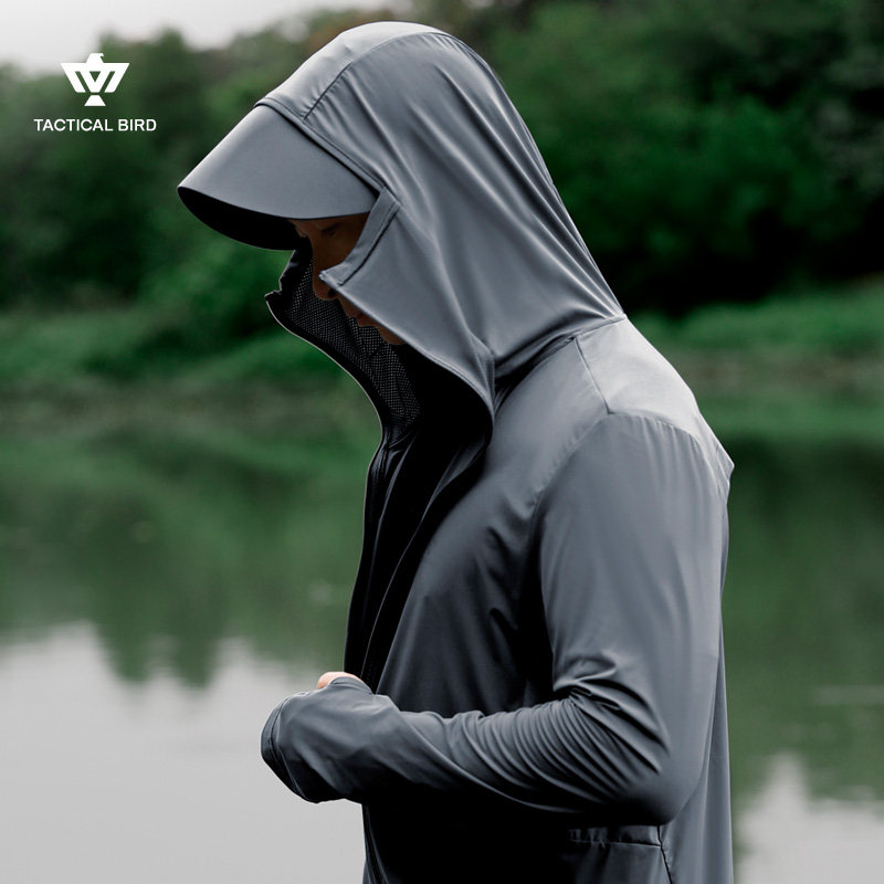 战术鸟夏季男士冰丝防晒衣带面罩户外防紫外线透气外套防晒服大码,淘宝优惠券,粉丝福利购,淘宝优惠卷