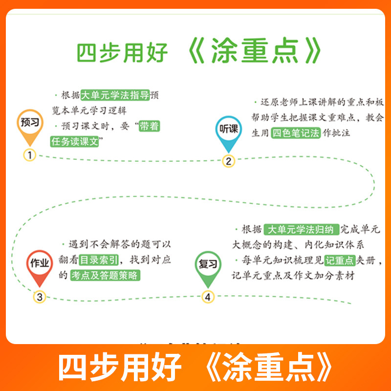 2026新版涂重点七年级八年级上册下册语文人教版教材同步解析含记重点初中知识语文基础知识手册大全大盘点课优翼新领程课堂笔记