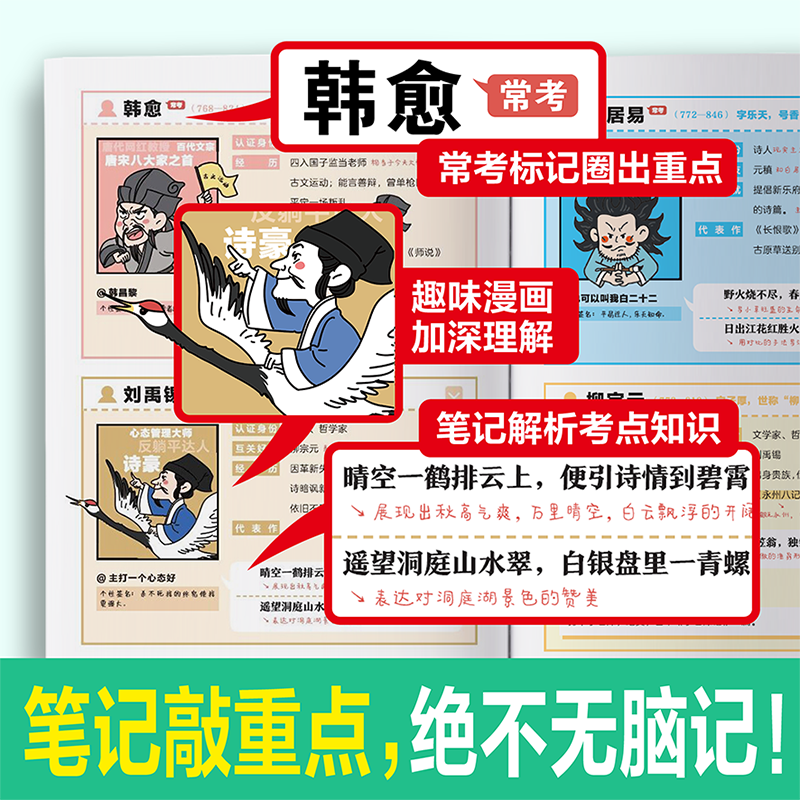 开心教育2024新版小学生必背文学常识大全漫画版思维导图初中高中必背文学文化常识语文基础知识手册古诗词诗文