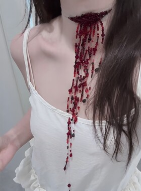 哥特风滴血项链暗黑水晶