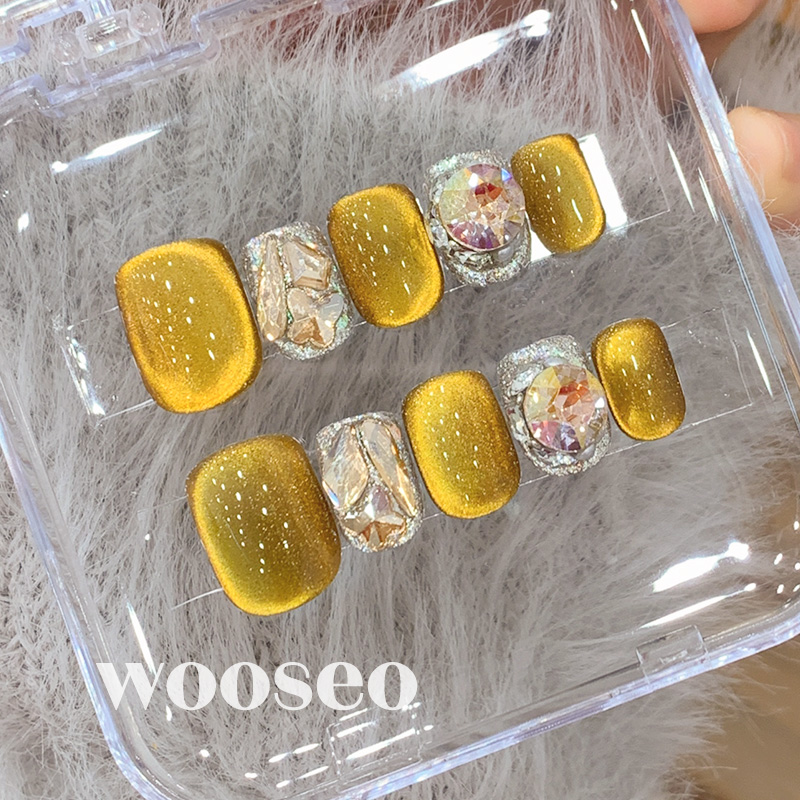 金色猫眼穿戴甲短款高级感重工秋冬显白指甲贴片2026新款穿戴美甲,淘宝优惠券,粉丝福利购,淘宝优惠卷