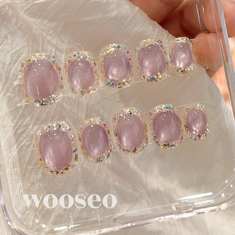 紫色猫眼美甲穿戴甲短款高级感纯手工甲片穿戴式2026新款指甲贴片,淘宝优惠券,粉丝福利购,淘宝优惠卷