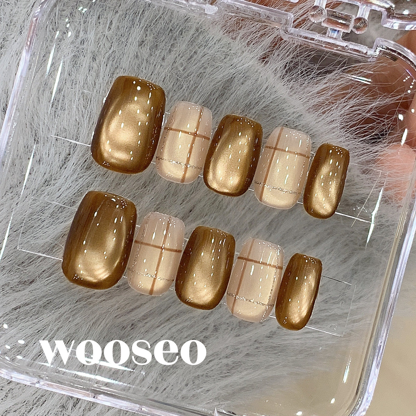 美拉德猫眼穿戴甲短款秋冬高级感手工指甲贴片2026新款穿戴式美甲,淘宝优惠券,粉丝福利购,淘宝优惠卷