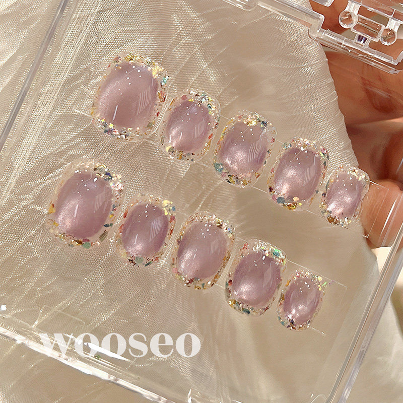 紫色猫眼美甲穿戴甲短款高级感纯手工甲片穿戴式2026新款指甲贴片,淘宝优惠券,粉丝福利购,淘宝优惠卷