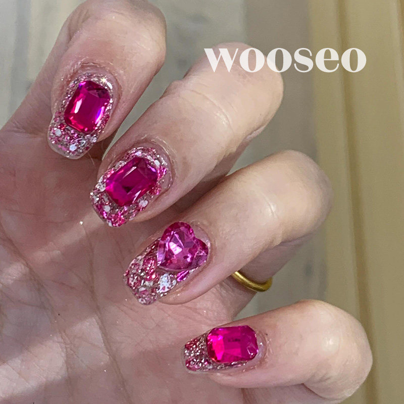 红色穿戴甲短款高级感重工穿戴美甲2025新款爆款手工定制指甲贴片,淘宝优惠券,粉丝福利购,淘宝优惠卷