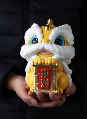 龙安造物喜庆醒狮摆件