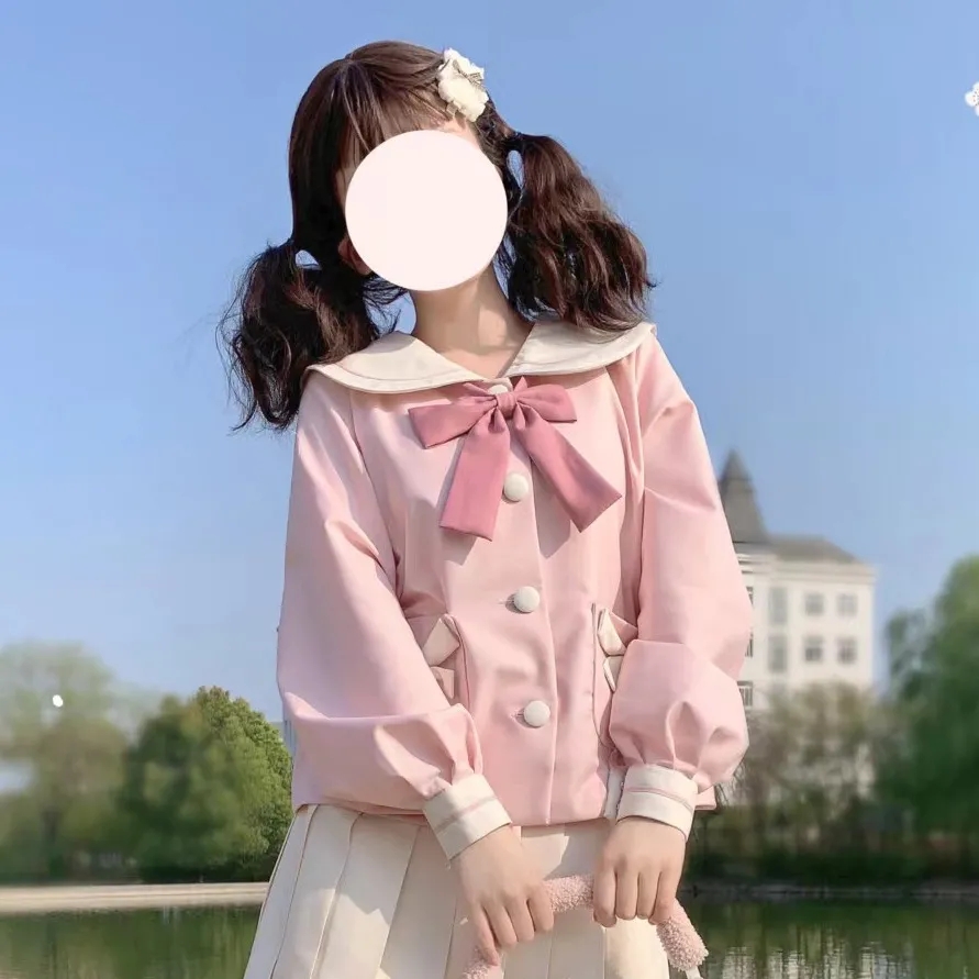 【桃铃喵】2024年夏季新款原创幼稚园可爱JK制服学院短袖水手套装 - 图0