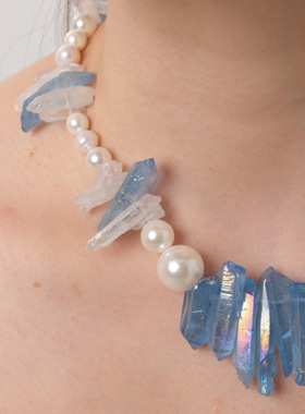 GetEmON原创高级感不撞款小众情侣珍珠水晶嘻哈男女手作锁骨项链