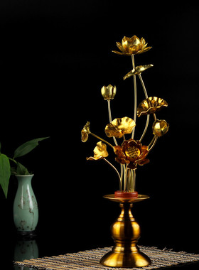 寺院用品供佛供花金色荷花莲花