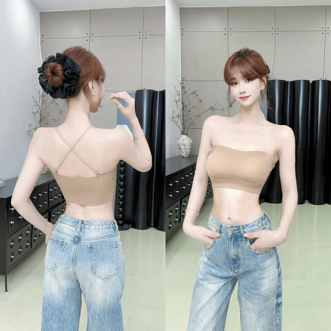 卡卡女装《无痕粉底液》防走光蜜桃杯细肩带吊带背心内搭自带杯垫