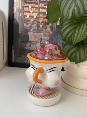 美女与野兽茶煲太太嘟嘟阿奇大容量带盖马克杯陶瓷水杯咖啡杯茶壶