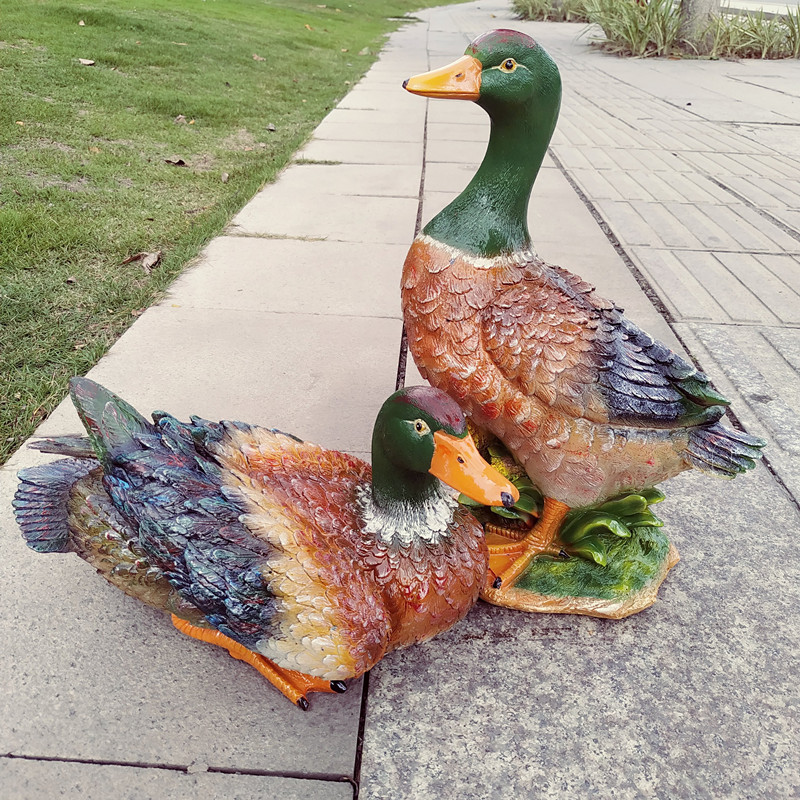 仿真鸭子摆件花园庭院农家风格装饰品餐厅家禽鸭模型树脂工艺礼品