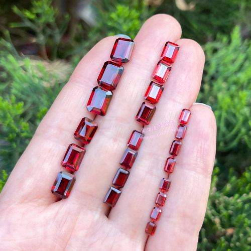 天然石榴石裸石戒面 长方形3*4MM-8*10MM 石榴石原石配石 - 图1