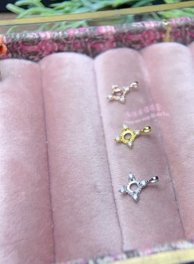 925银吊坠空托 圆形3MM4MM 女款镶嵌用银托项坠空托