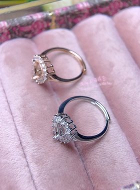 925银戒指空托 水滴形 4*6MM-10*14MM  女款镶嵌宝石开口银戒托