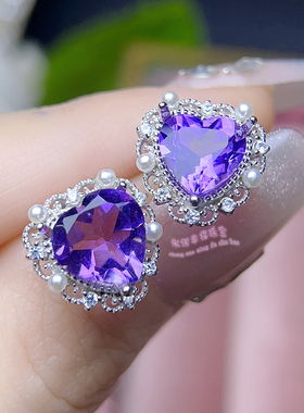 925银戒指吊坠耳钉空托 心形 8 10 12MM  心形套装银托