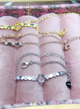 925银手链空托 圆形 6MM 女款银手链托镶嵌宝石银托