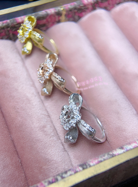 925银戒指空托 椭圆形4*5MM 女款镶嵌用银戒托空托