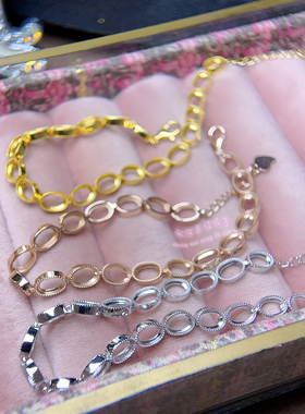 925银手链空托 椭圆形3*4 4*6 5*7MM 包镶款银手链托镶嵌宝石银托