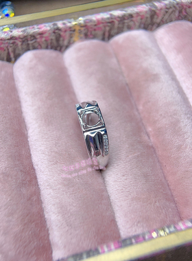 925银男款戒托 圆形 6.5 7 8MM 镶嵌宝石用男士银托空托