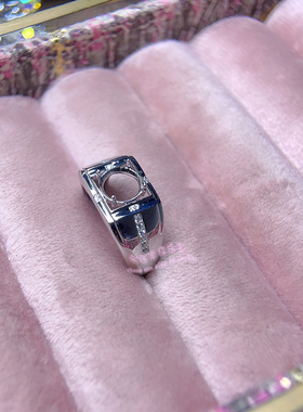 925银男款戒托 圆形 6 8MM 镶嵌宝石用男士银托空托