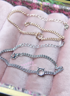 925银手链空托 圆形 6MM 女款银手链托镶嵌宝石银托