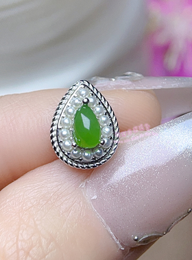 925银戒指空托 水滴形 4*6MM 6*9MM  女款镶嵌宝石开口银戒托