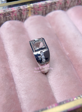 925银男款戒托 圆形 6 7 8MM 镶嵌宝石用男士银托空托