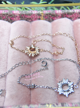 925银手链空托 圆形6MM 女款银手链托镶嵌宝石银托