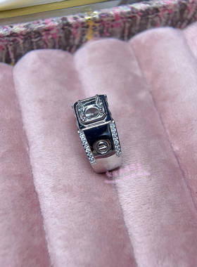 925银男款戒托 圆形 6.5MM 镶嵌宝石用男士银托空托